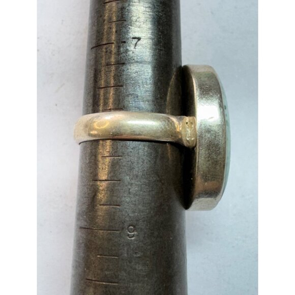 Estate Sterling Silver 925 Oval Larimar Gemstone Ring Size 8, 9.1g Statement - Picture 7 of 8